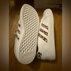 Adidas Kids White and Leopard Sneakers